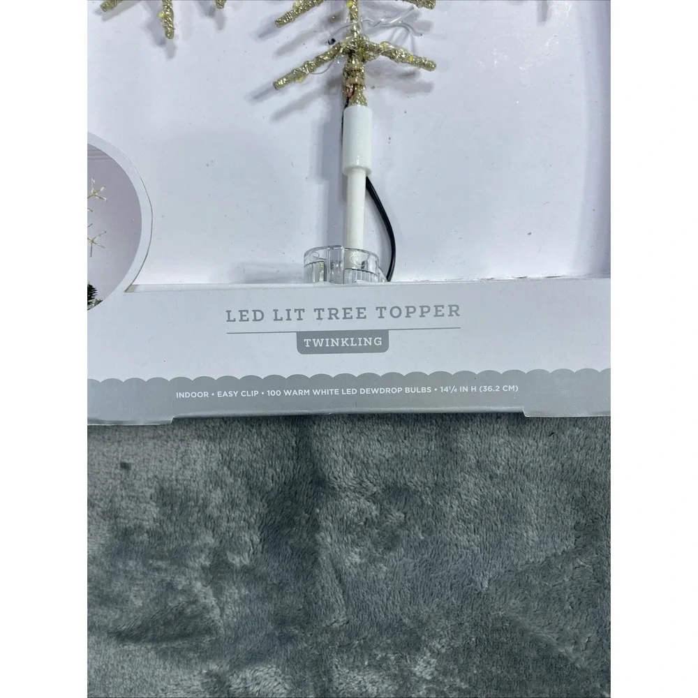 Wondershop Christmas LED Tree Topper‎ Glitter Snowflake Gold White 100 Light NEW